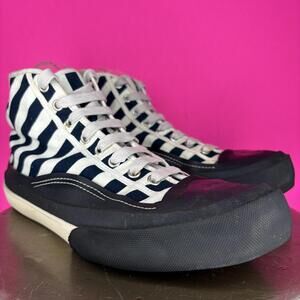 Acne Studios Navy White Stripe Canvas High Top Sneaker EU 43